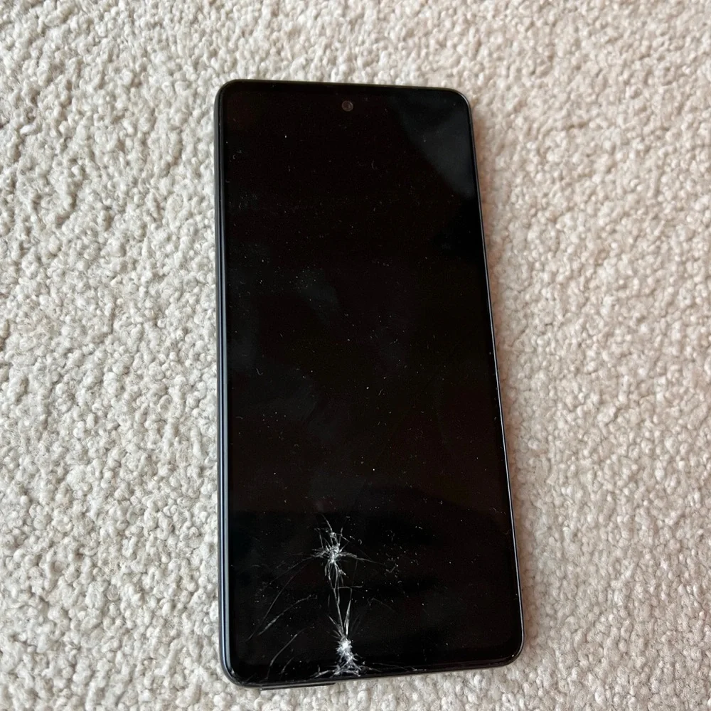 Samsung Galaxy A53 A536U Cracked top glass Cell Phone For Parts Not Working